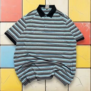 Peter‎ Millar Polo Shirt Mens XL Blue Black Striped Summer Comfort Golf Stretch